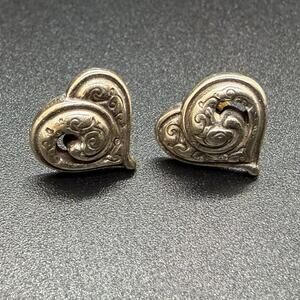 BRIGHTON PENELOPE Heart Silver Heart Earrings RETIRED RARE